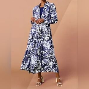 Attitudes by Renee Blue & White Printed Button Front Dress w Pockets, Size LT